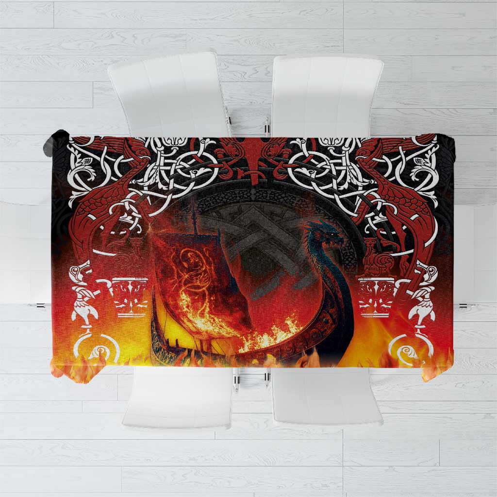 Scotland Up Helly Aa Tablecloth Drakkar Viking Longship Burning The Return of The Light - Wonder Print Shop