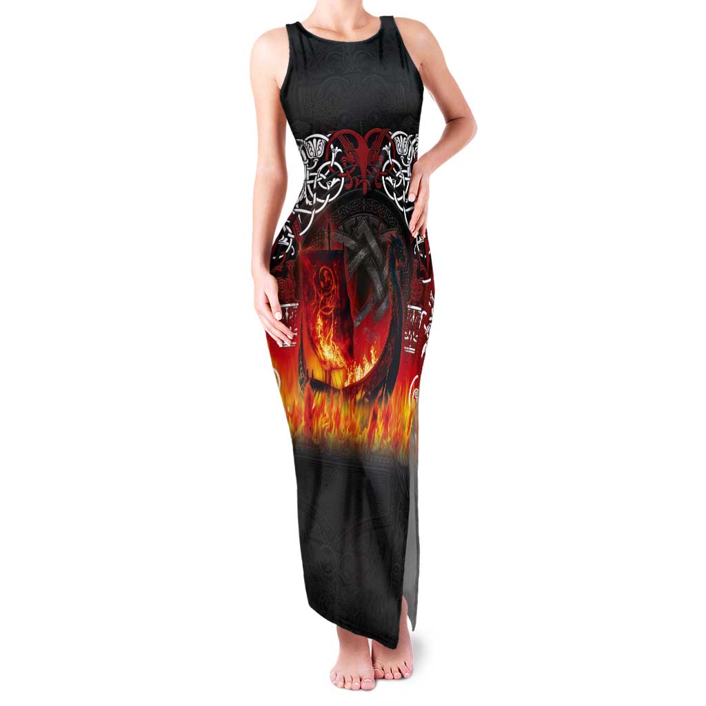 Scotland Up Helly Aa Tank Maxi Dress Drakkar Viking Longship Burning The Return of The Light - Wonder Print Shop