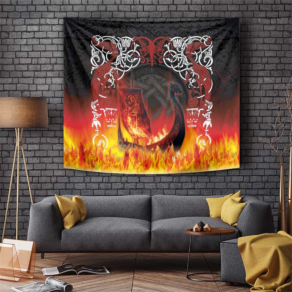Scotland Up Helly Aa Tapestry Drakkar Viking Longship Burning The Return of The Light - Wonder Print Shop