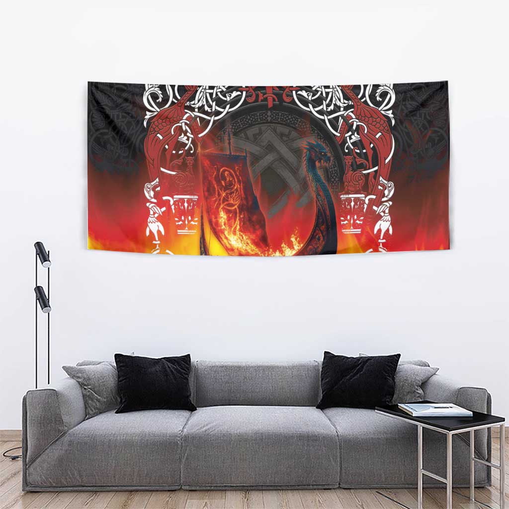 Scotland Up Helly Aa Tapestry Drakkar Viking Longship Burning The Return of The Light - Wonder Print Shop