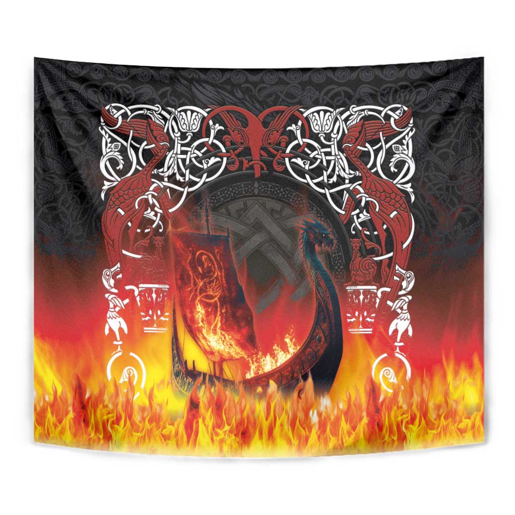 Scotland Up Helly Aa Tapestry Drakkar Viking Longship Burning The Return of The Light - Wonder Print Shop