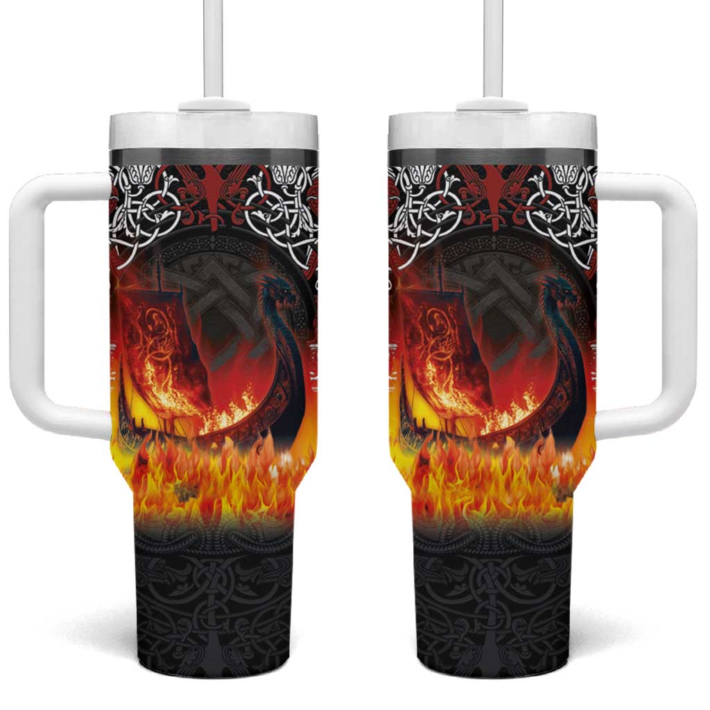 Scotland Up Helly Aa Tumbler With Handle Drakkar Viking Longship Burning The Return of The Light - Wonder Print Shop
