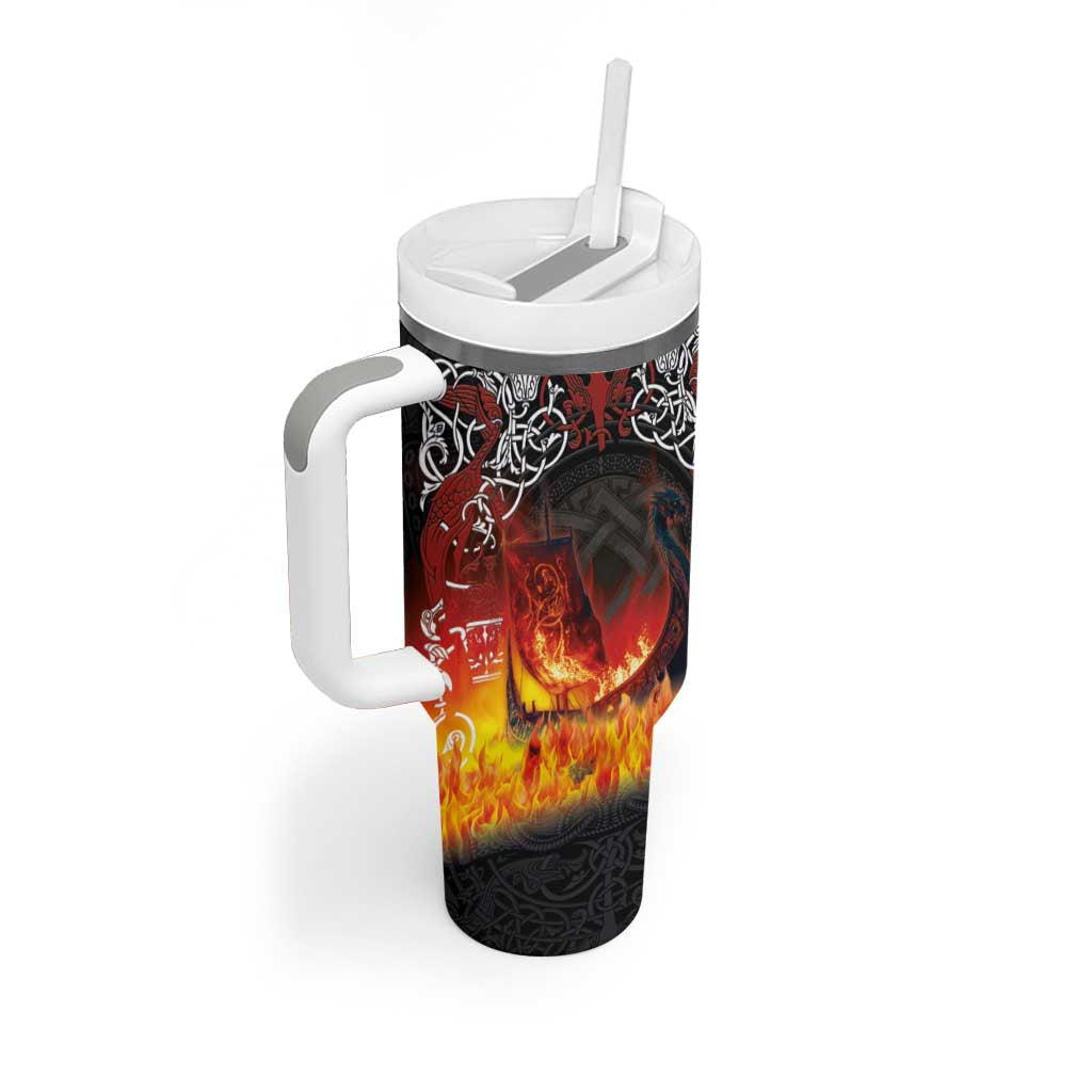 Scotland Up Helly Aa Tumbler With Handle Drakkar Viking Longship Burning The Return of The Light - Wonder Print Shop
