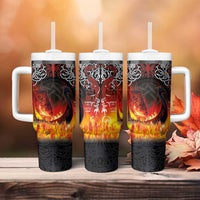 Scotland Up Helly Aa Tumbler With Handle Drakkar Viking Longship Burning The Return of The Light - Wonder Print Shop
