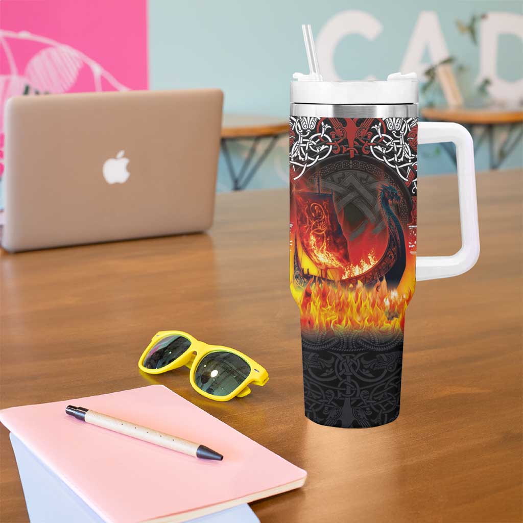 Scotland Up Helly Aa Tumbler With Handle Drakkar Viking Longship Burning The Return of The Light - Wonder Print Shop