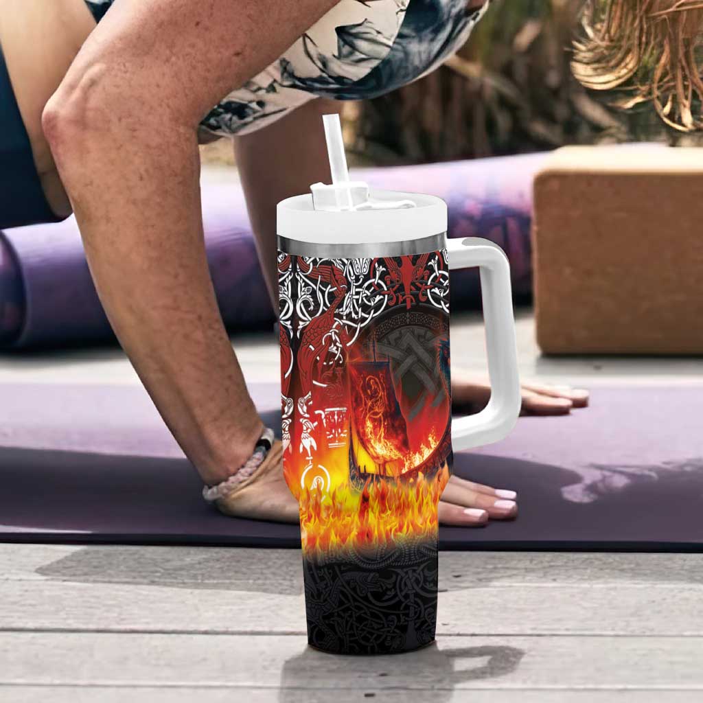 Scotland Up Helly Aa Tumbler With Handle Drakkar Viking Longship Burning The Return of The Light - Wonder Print Shop