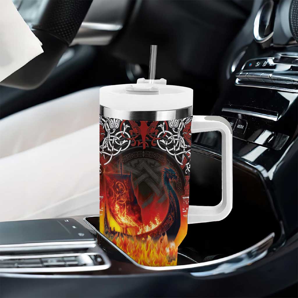 Scotland Up Helly Aa Tumbler With Handle Drakkar Viking Longship Burning The Return of The Light - Wonder Print Shop