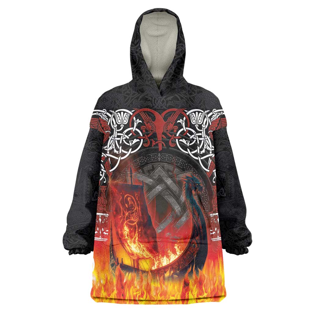Scotland Up Helly Aa Wearable Blanket Hoodie Drakkar Viking Longship Burning The Return of The Light - Wonder Print Shop
