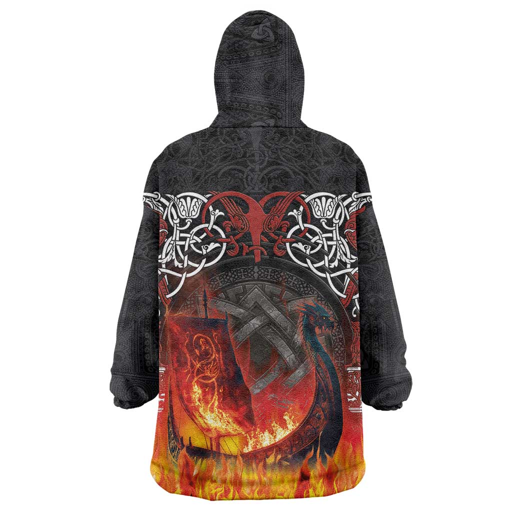 Scotland Up Helly Aa Wearable Blanket Hoodie Drakkar Viking Longship Burning The Return of The Light - Wonder Print Shop