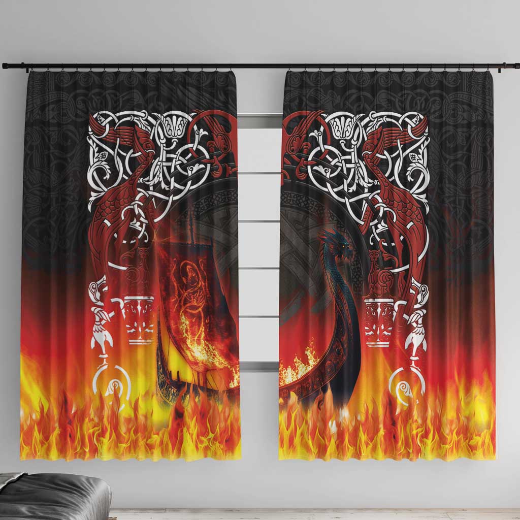 Scotland Up Helly Aa Window Curtain Drakkar Viking Longship Burning The Return of The Light - Wonder Print Shop