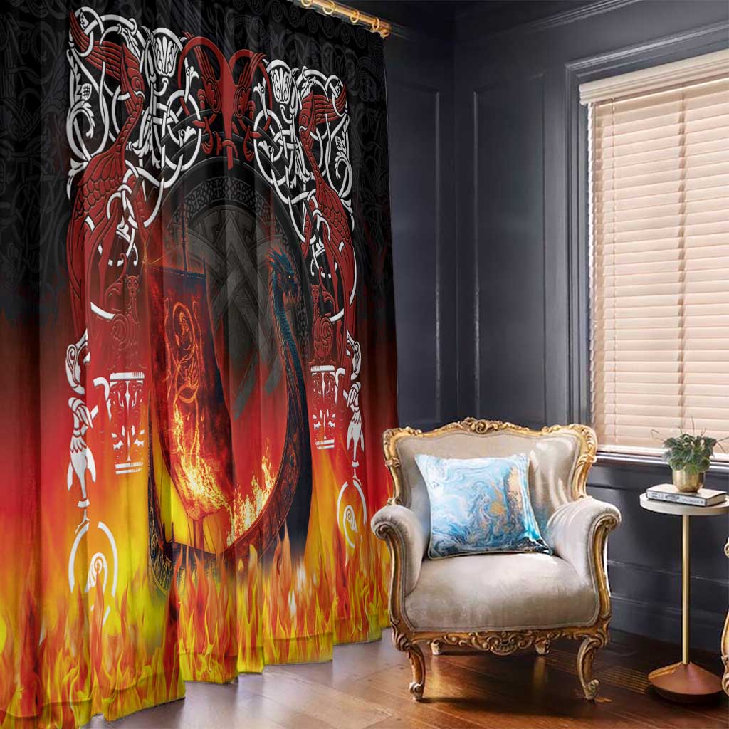 Scotland Up Helly Aa Window Curtain Drakkar Viking Longship Burning The Return of The Light - Wonder Print Shop