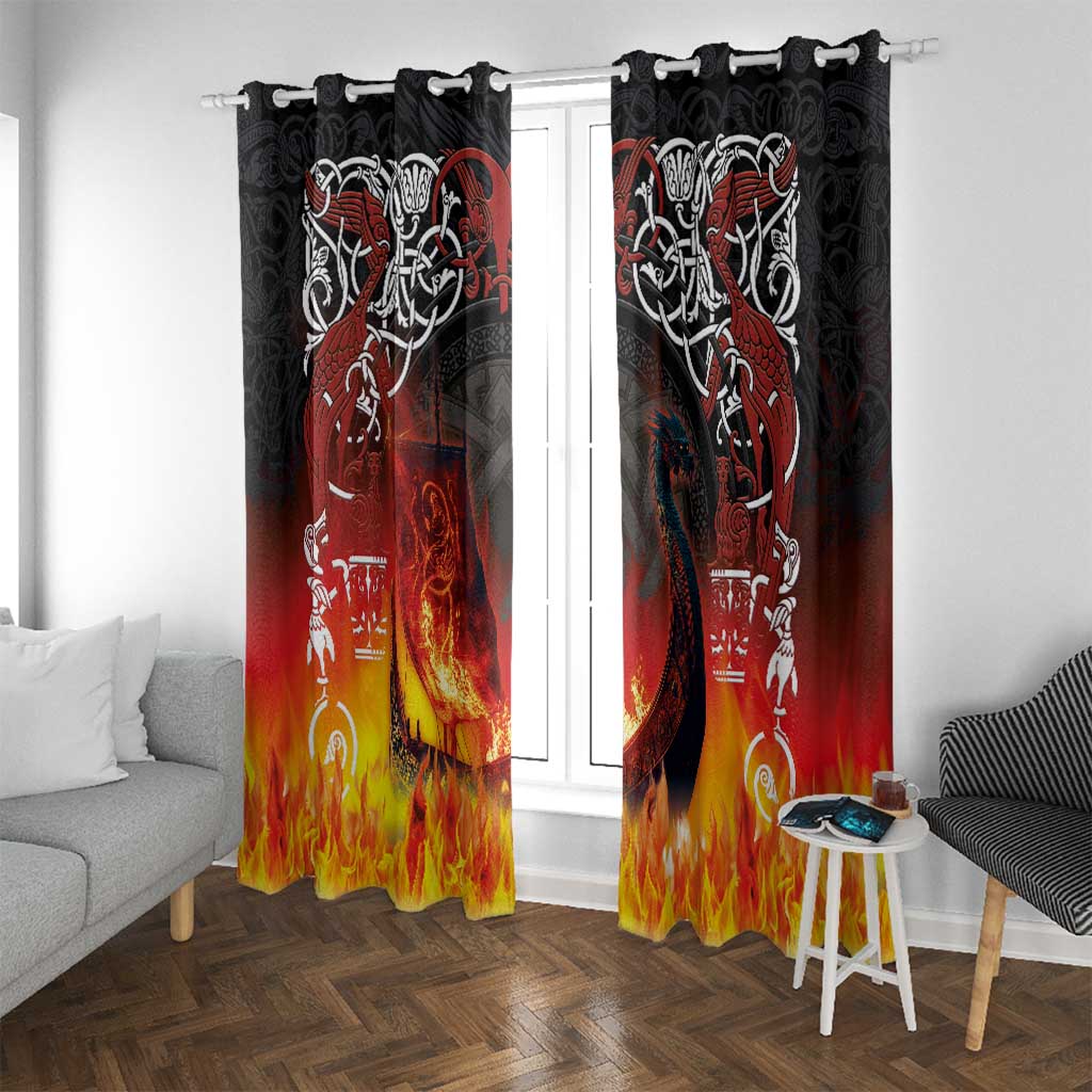 Scotland Up Helly Aa Window Curtain Drakkar Viking Longship Burning The Return of The Light - Wonder Print Shop