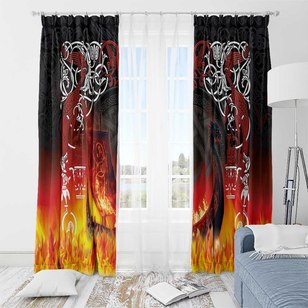 Scotland Up Helly Aa Window Curtain Drakkar Viking Longship Burning The Return of The Light - Wonder Print Shop