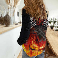 Scotland Up Helly Aa Women Casual Shirt Drakkar Viking Longship Burning The Return of The Light - Wonder Print Shop