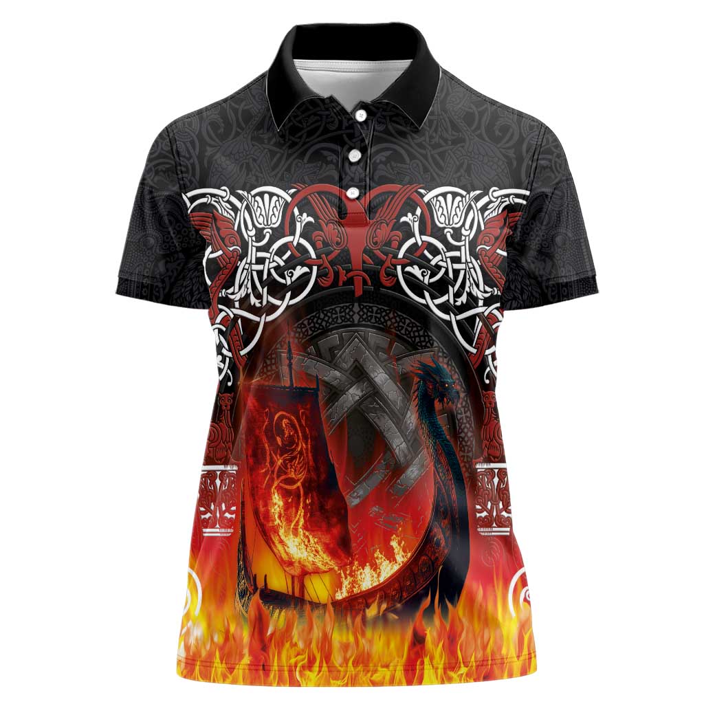 Scotland Up Helly Aa Women Polo Shirt Drakkar Viking Longship Burning The Return of The Light - Wonder Print Shop