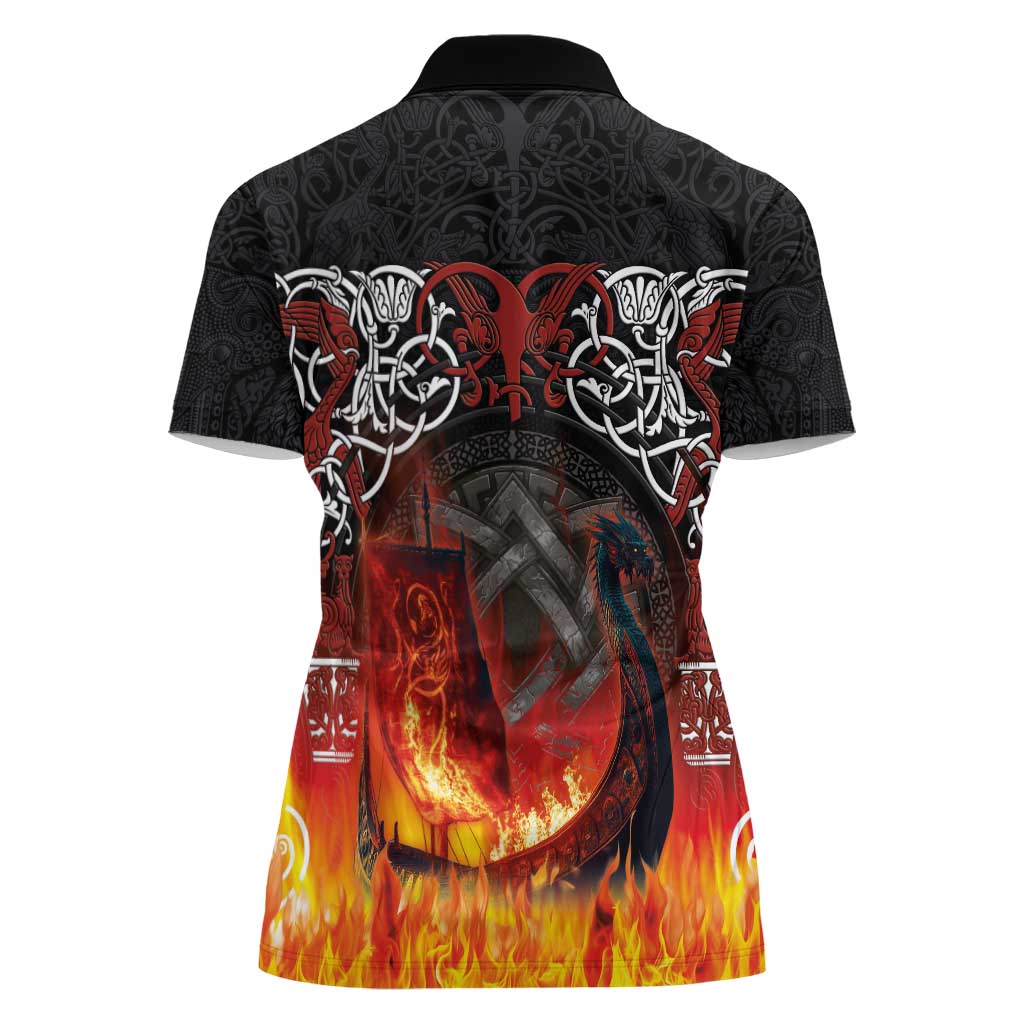 Scotland Up Helly Aa Women Polo Shirt Drakkar Viking Longship Burning The Return of The Light - Wonder Print Shop