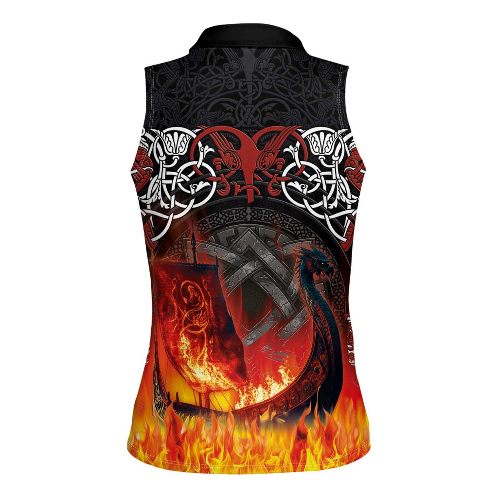 Scotland Up Helly Aa Women Sleeveless Polo Shirt Drakkar Viking Longship Burning The Return of The Light - Wonder Print Shop