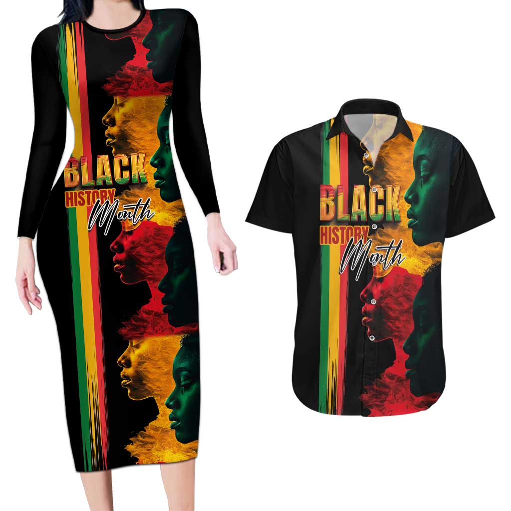 Black History Month Couples Matching Long Sleeve Bodycon Dress and Hawaiian Shirt Black Soul - I'm Black Every Month - Wonder Print Shop