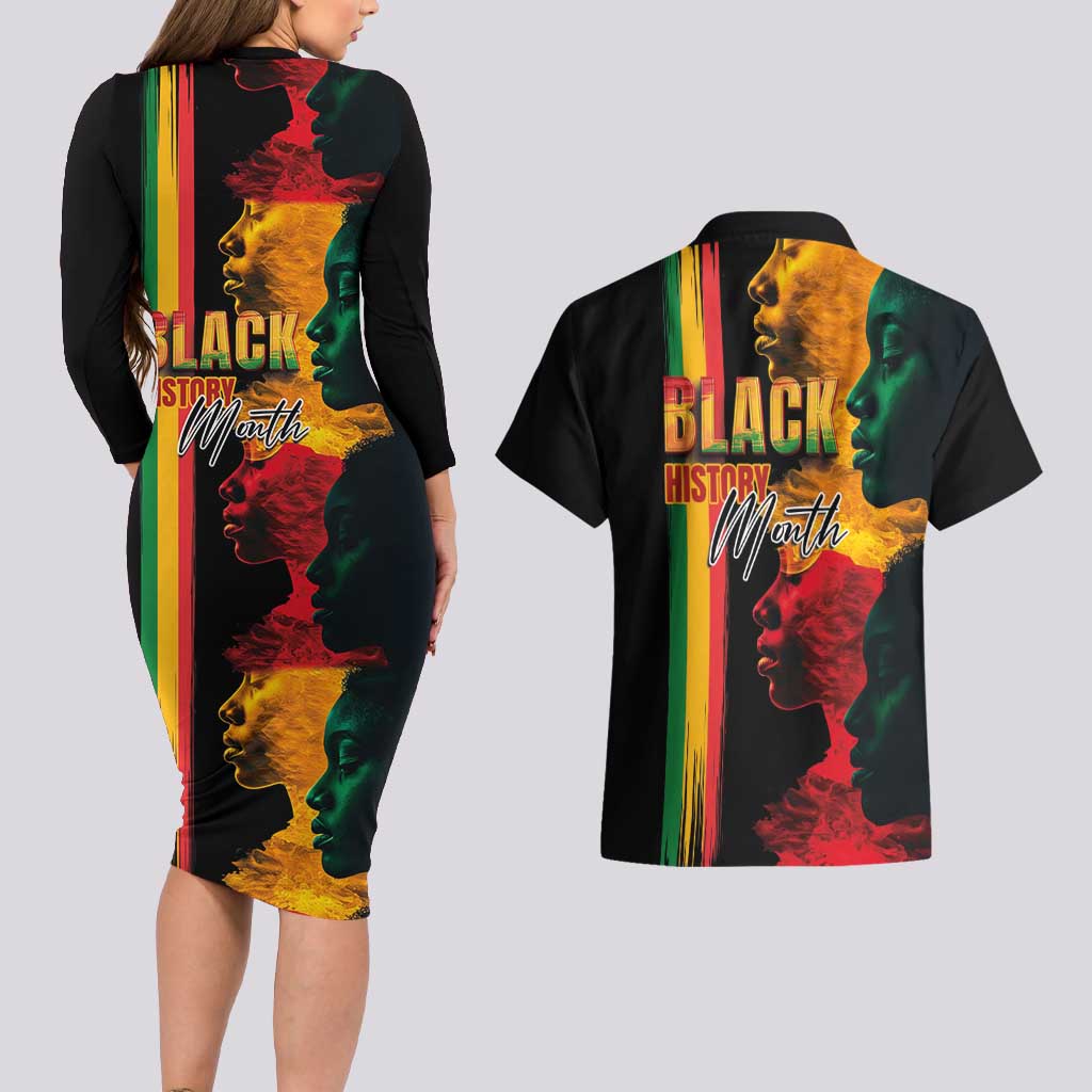 Black History Month Couples Matching Long Sleeve Bodycon Dress and Hawaiian Shirt Black Soul - I'm Black Every Month - Wonder Print Shop