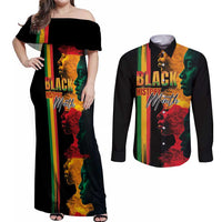 Black History Month Couples Matching Off Shoulder Maxi Dress and Long Sleeve Button Shirt Black Soul - I'm Black Every Month - Wonder Print Shop