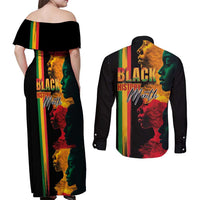 Black History Month Couples Matching Off Shoulder Maxi Dress and Long Sleeve Button Shirt Black Soul - I'm Black Every Month - Wonder Print Shop