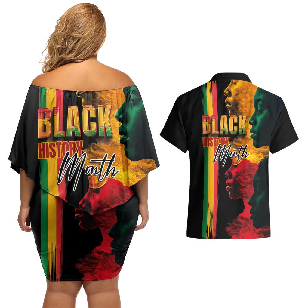 Black History Month Couples Matching Off Shoulder Short Dress and Hawaiian Shirt Black Soul - I'm Black Every Month - Wonder Print Shop