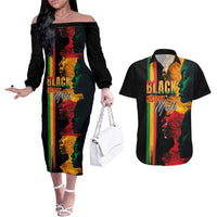 Black History Month Couples Matching Off The Shoulder Long Sleeve Dress and Hawaiian Shirt Black Soul - I'm Black Every Month - Wonder Print Shop