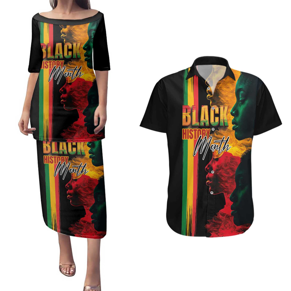Black History Month Couples Matching Puletasi and Hawaiian Shirt Black Soul - I'm Black Every Month - Wonder Print Shop