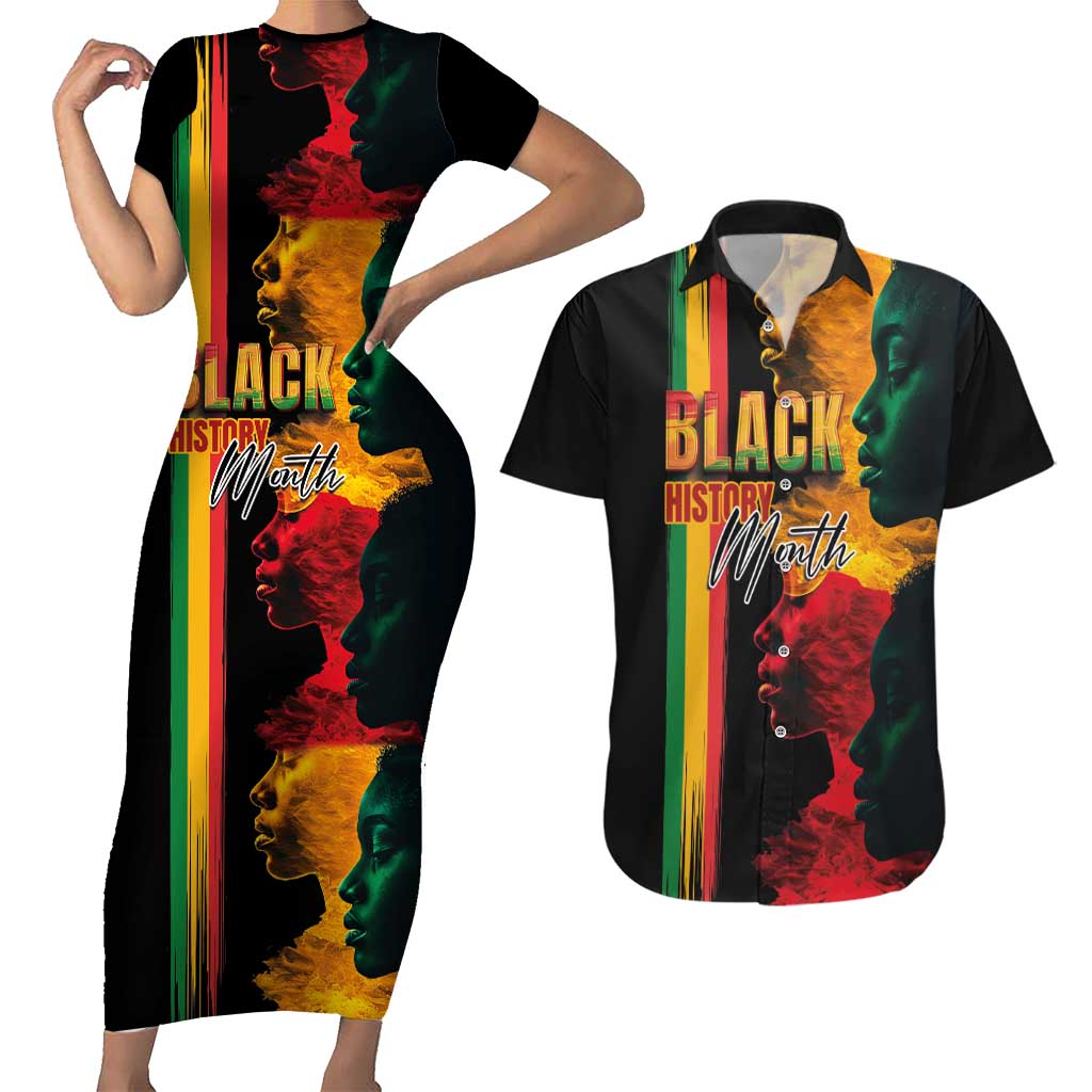 Black History Month Couples Matching Short Sleeve Bodycon Dress and Hawaiian Shirt Black Soul - I'm Black Every Month - Wonder Print Shop
