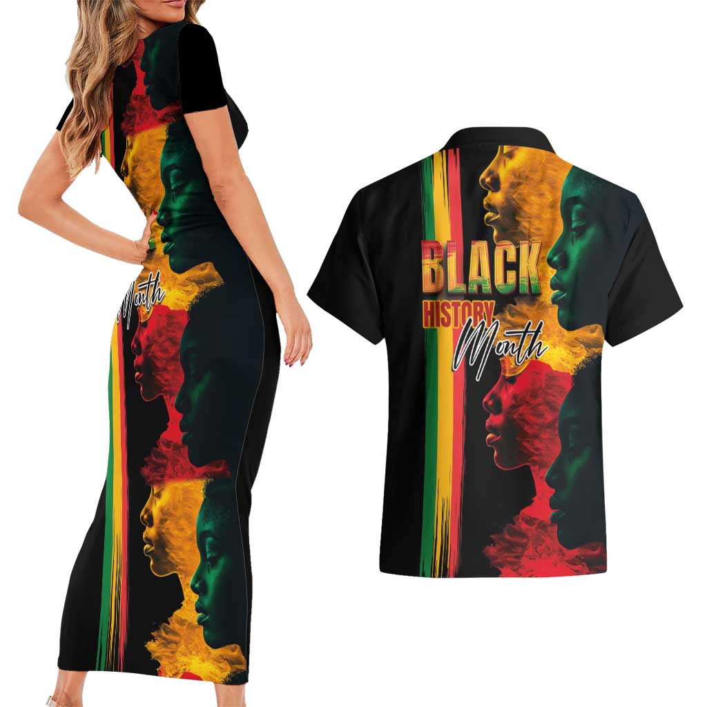 Black History Month Couples Matching Short Sleeve Bodycon Dress and Hawaiian Shirt Black Soul - I'm Black Every Month - Wonder Print Shop