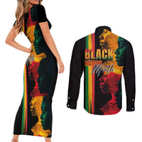 Black History Month Couples Matching Short Sleeve Bodycon Dress and Long Sleeve Button Shirt Black Soul - I'm Black Every Month - Wonder Print Shop