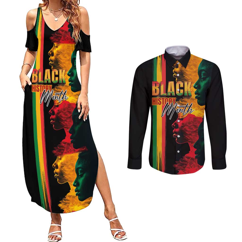Black History Month Couples Matching Summer Maxi Dress and Long Sleeve Button Shirt Black Soul - I'm Black Every Month - Wonder Print Shop