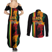 Black History Month Couples Matching Summer Maxi Dress and Long Sleeve Button Shirt Black Soul - I'm Black Every Month - Wonder Print Shop