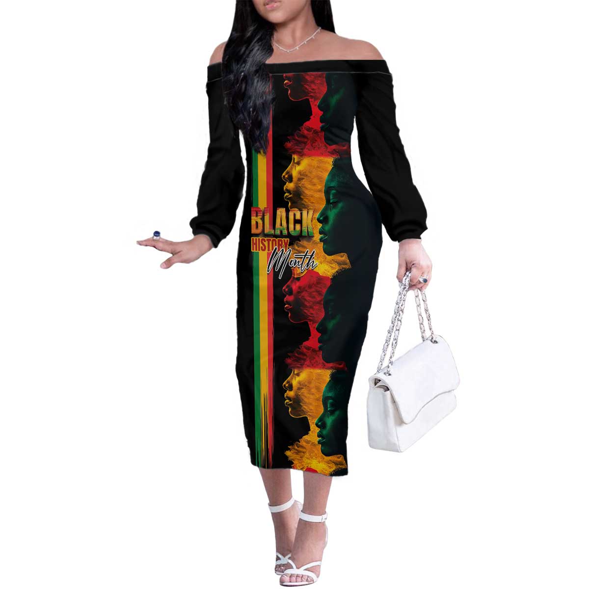 Black History Month Family Matching Off The Shoulder Long Sleeve Dress and Hawaiian Shirt Black Soul - I'm Black Every Month - Wonder Print Shop