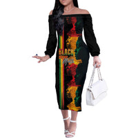 Black History Month Family Matching Off The Shoulder Long Sleeve Dress and Hawaiian Shirt Black Soul - I'm Black Every Month - Wonder Print Shop