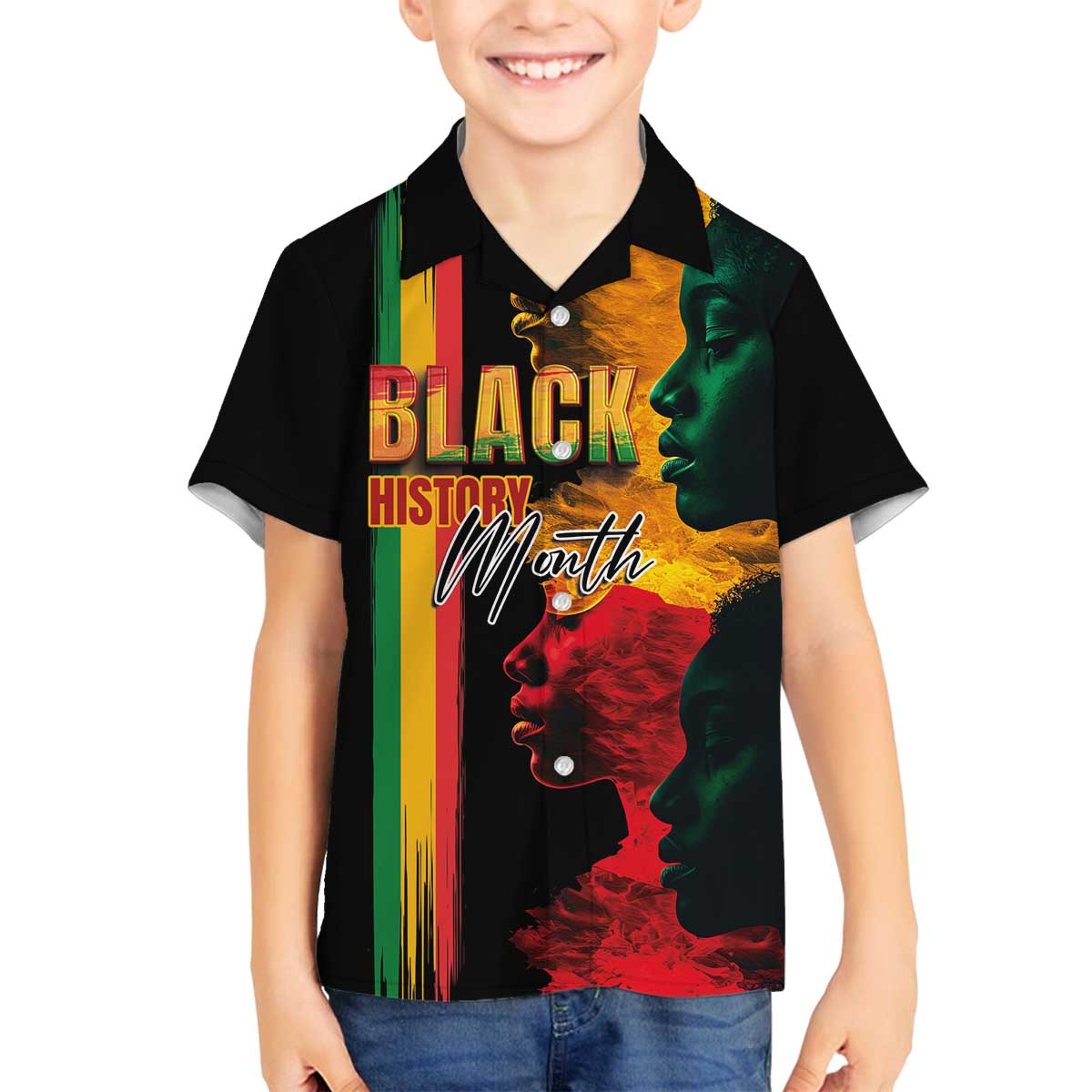 Black History Month Family Matching Off The Shoulder Long Sleeve Dress and Hawaiian Shirt Black Soul - I'm Black Every Month - Wonder Print Shop
