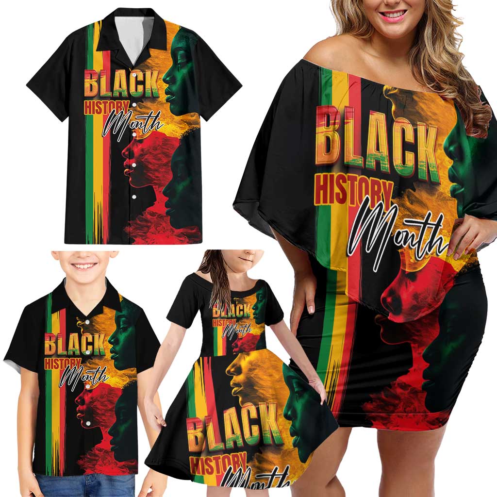Black History Month Family Matching Off Shoulder Short Dress and Hawaiian Shirt Black Soul - I'm Black Every Month - Wonder Print Shop