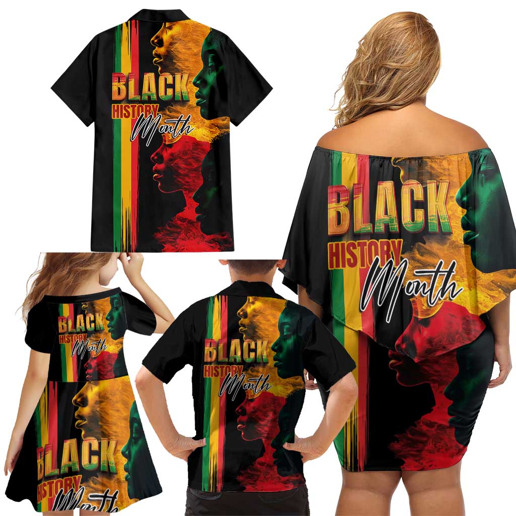 Black History Month Family Matching Off Shoulder Short Dress and Hawaiian Shirt Black Soul - I'm Black Every Month - Wonder Print Shop