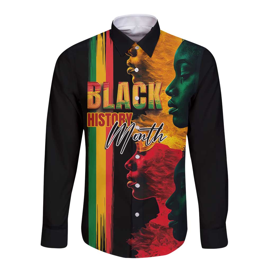 Black History Month Long Sleeve Button Shirt Black Soul - I'm Black Every Month - Wonder Print Shop