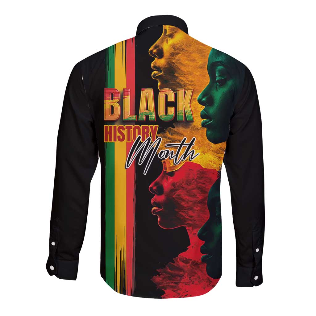 Black History Month Long Sleeve Button Shirt Black Soul - I'm Black Every Month - Wonder Print Shop