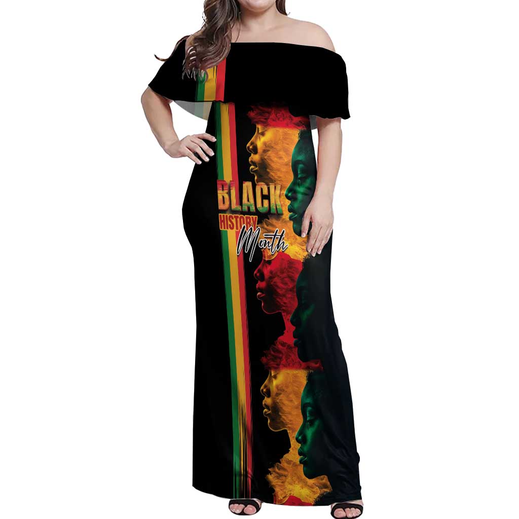 Black History Month Off Shoulder Maxi Dress Black Soul - I'm Black Every Month - Wonder Print Shop