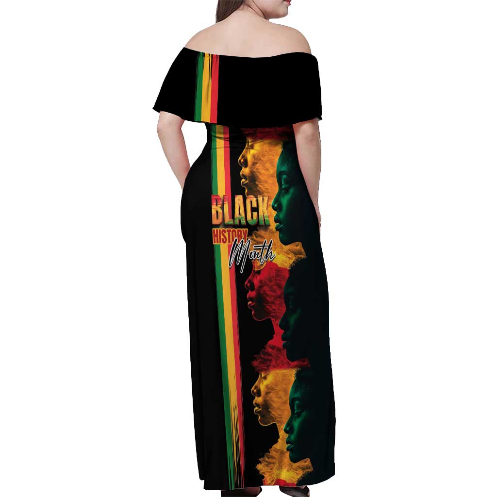 Black History Month Off Shoulder Maxi Dress Black Soul - I'm Black Every Month - Wonder Print Shop