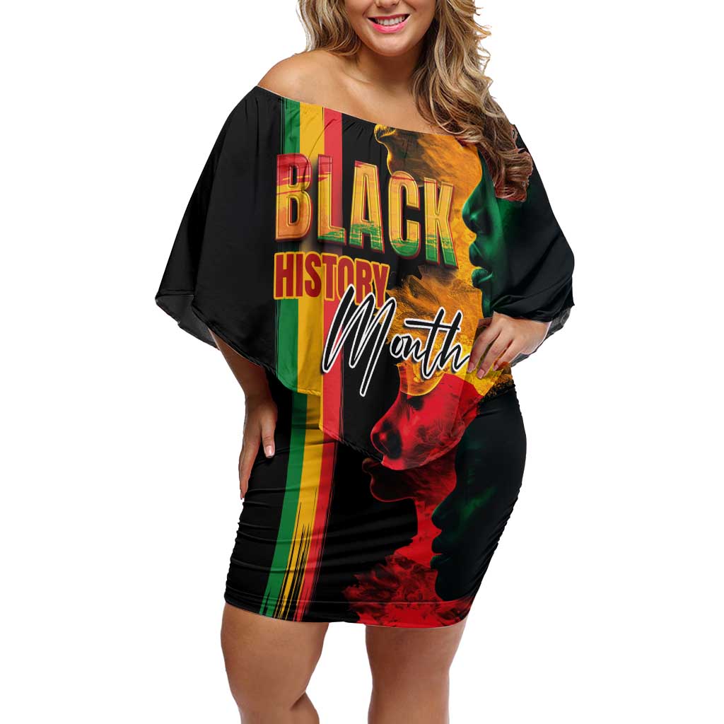 Black History Month Off Shoulder Short Dress Black Soul - I'm Black Every Month - Wonder Print Shop