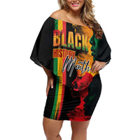 Black History Month Off Shoulder Short Dress Black Soul - I'm Black Every Month - Wonder Print Shop