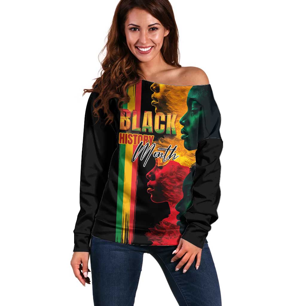 Black History Month Off Shoulder Sweater Black Soul - I'm Black Every Month - Wonder Print Shop