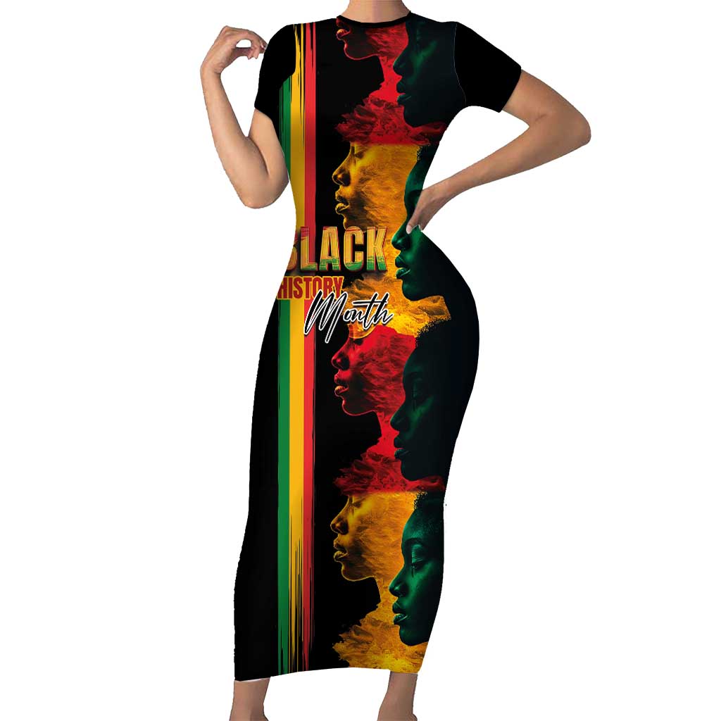 Black History Month Short Sleeve Bodycon Dress Black Soul - I'm Black Every Month - Wonder Print Shop