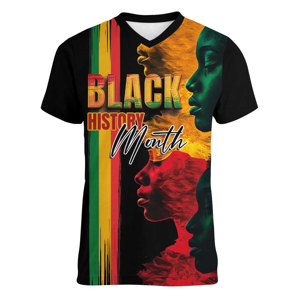 Black History Month Women V-Neck T-Shirt Black Soul - I'm Black Every Month - Wonder Print Shop