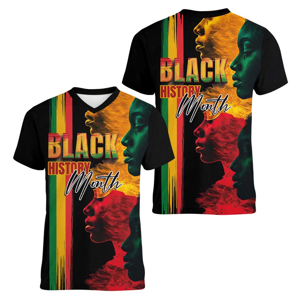 Black History Month Women V-Neck T-Shirt Black Soul - I'm Black Every Month - Wonder Print Shop