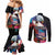 American Samoa and United States Together Couples Matching Mermaid Dress and Long Sleeve Button Shirt National Flag with Eagle-Hibiscus and Rose