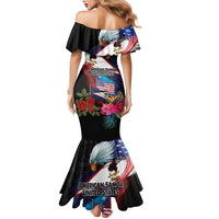 American Samoa and United States Together Mermaid Dress National Flag with Eagle-Hibiscus and Rose